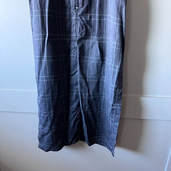 Top Shop Women’s Plaid Dress Size 8 Midi Gray Black Sleeveless V Neck Zip Slits - Picture 9 of 16